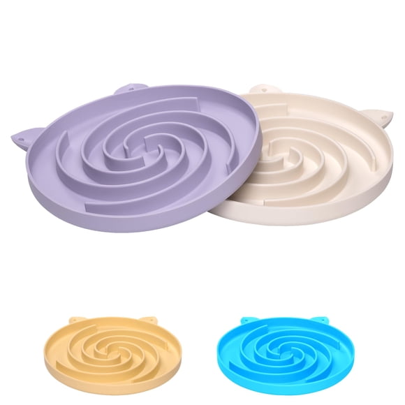 Cat Bowl Bifeaw, alimentador lento de silicona, fácil de limpiar, color morado