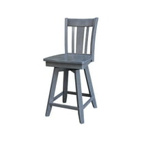 San Remo Counter Height Wood Stool with 24 in H Swivel Seat in Heather Gray