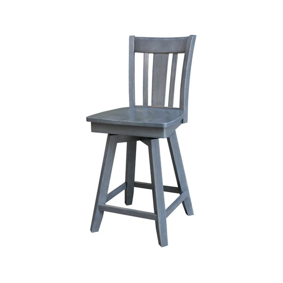 San Remo Counter Height Wood Stool with 24 in H Swivel Seat in Heather Gray
