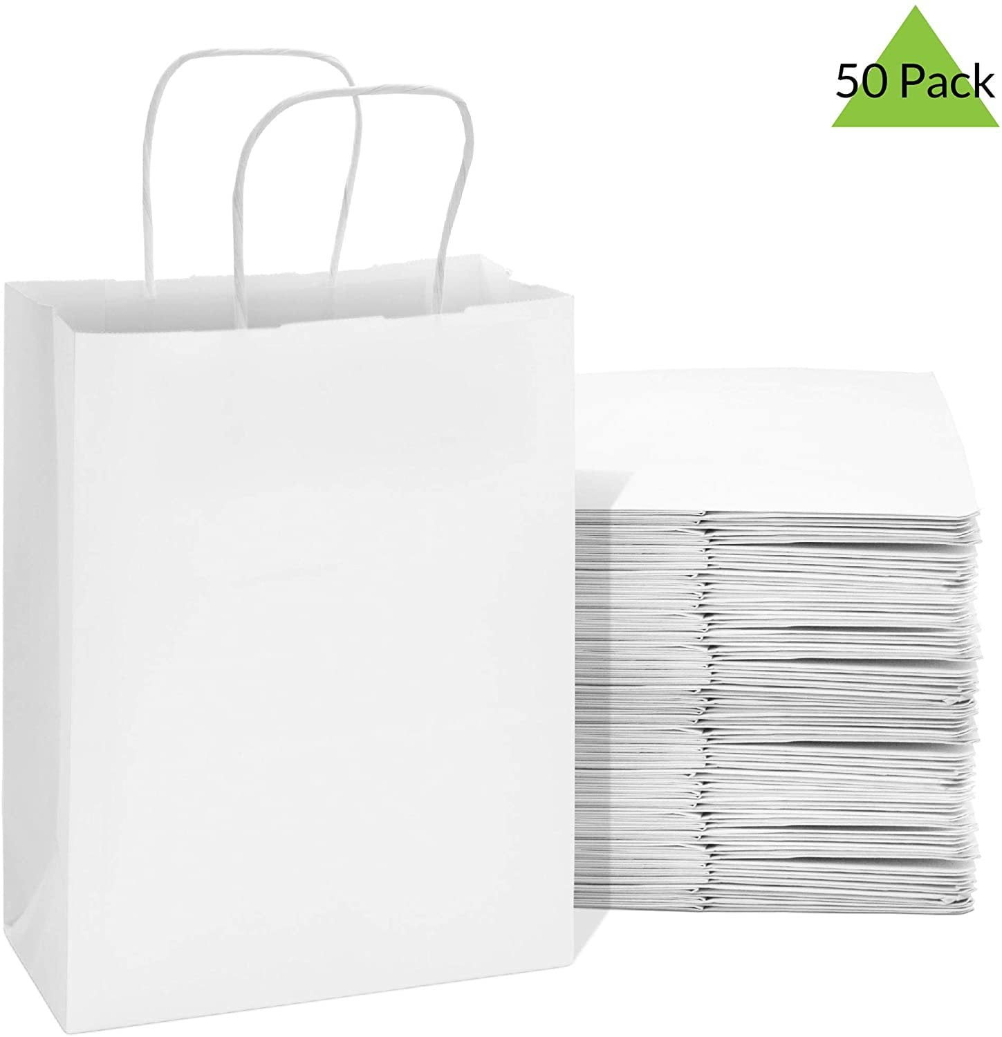Paper Bags 100 White Kraft Shopping Handles Vogue 16” x 6” x 12 ½” High Large 