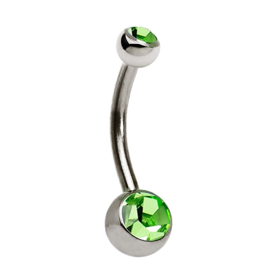 Titanium Belly Ring 14 Gauge 1/2" (12 MM) Double Color CZ Gems