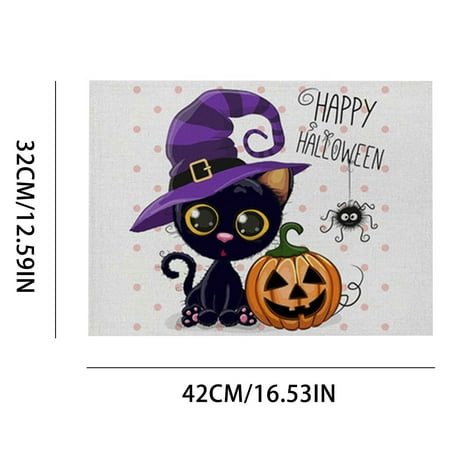 

Baofu Halloween Decoration Halloween Placemats Purple Series Cotton And Linen Placemats Rectangular Western Place Halloween Decorations