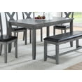 thumbnail image 4 of Contemporary Dining Table w 4x Side Chairs 1x Bench Cushion Seat Gray Finish X-Design Chair Dining Room 6pc Set Rubber wood, 4 of 5