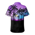 thumbnail image 5 of DENGDENG Hawaiian Shirts For Men And Women Short Sleeve Tropical Print T-Shirts Summer Button Down Collar Tops Loose Fit Beach Graphic Tee Casual Trendy Blouse 2024 Purple XXL, 5 of 6