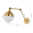 thumbnail image 3 of JONATHAN Y Alba 8" 1-Light Mid-Century Modern Arm-Adjustable Iron/Glass LED Sconce, Brass Gold/Frosted, 3 of 9