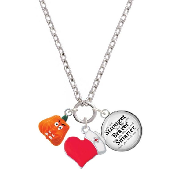 Delight Jewelry Resin Funny Boo! Pumpkin - Red Heart Nurse Strong Zoe Necklace