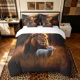 thumbnail image 3 of Manfei Forest Wildlife King Bedding, Jungle Sheep Lion King Bed in a Bag, Dark Brown, Reversible, 7 Pieces, 3 of 6