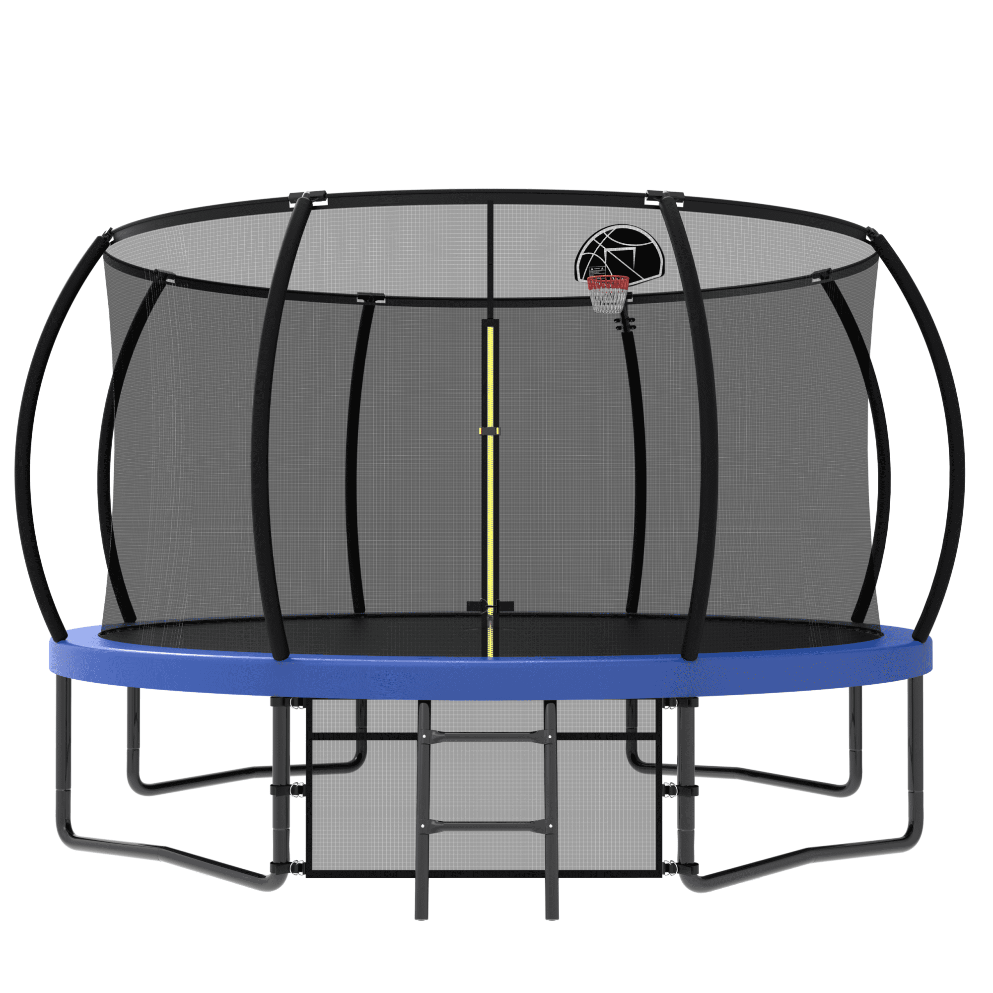 Leumius 12FT Trampoline with Enclosure Net,Heavy Duty Yard Pumpkin Trampolines with Ladder,Outdoor Recreational Trampolines for Kids and Adults,Blue
