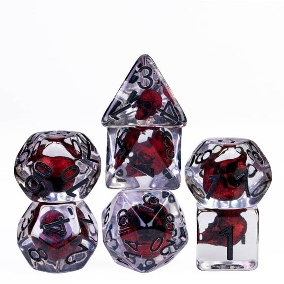 cusdie 7-Die DND Dice, Polyhedral Dice Set Filled with Skull for Role Playing Game Dungeons and Dragons D&D Dice MTG Pathfinder