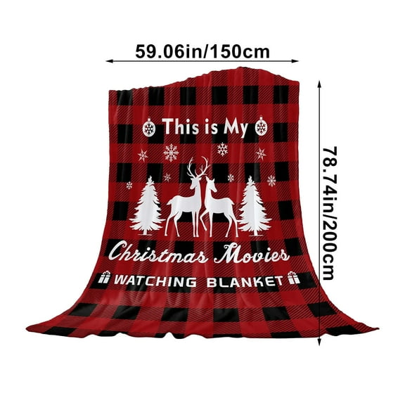 Taicans Christmas Throw Blanket - Black & Red Buffalo Plaid Fleece Flannel Blanket with Reindeer & Snowflake Print,Soft&Warm for Couch,Bed,Picnic,Camping,Machine Washable,for Holiday Gift,78.7x59in
