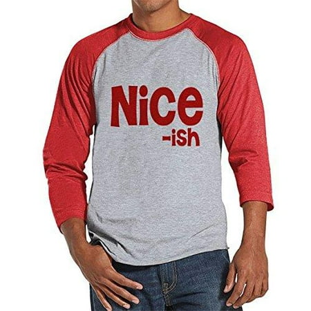 - 7 at 9 Apparel Men's Nice ish Christmas Raglan Tee - Small
