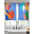 thumbnail image 4 of Sheer Curtains 45 Inches Long, Abstract Contemporary, Light Filtering Window Curtains for Living Room, Minimalist Art Mo-randi Colored Geometric Rod Pocket Voile Sheer Panels, 52"Wx45"L, 2 Panels, 4 of 8