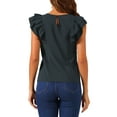 thumbnail image 3 of INSPIRE CHIC Women's Casual Summer Round Neck Cap Sleeve Blouse S Black, 3 of 5