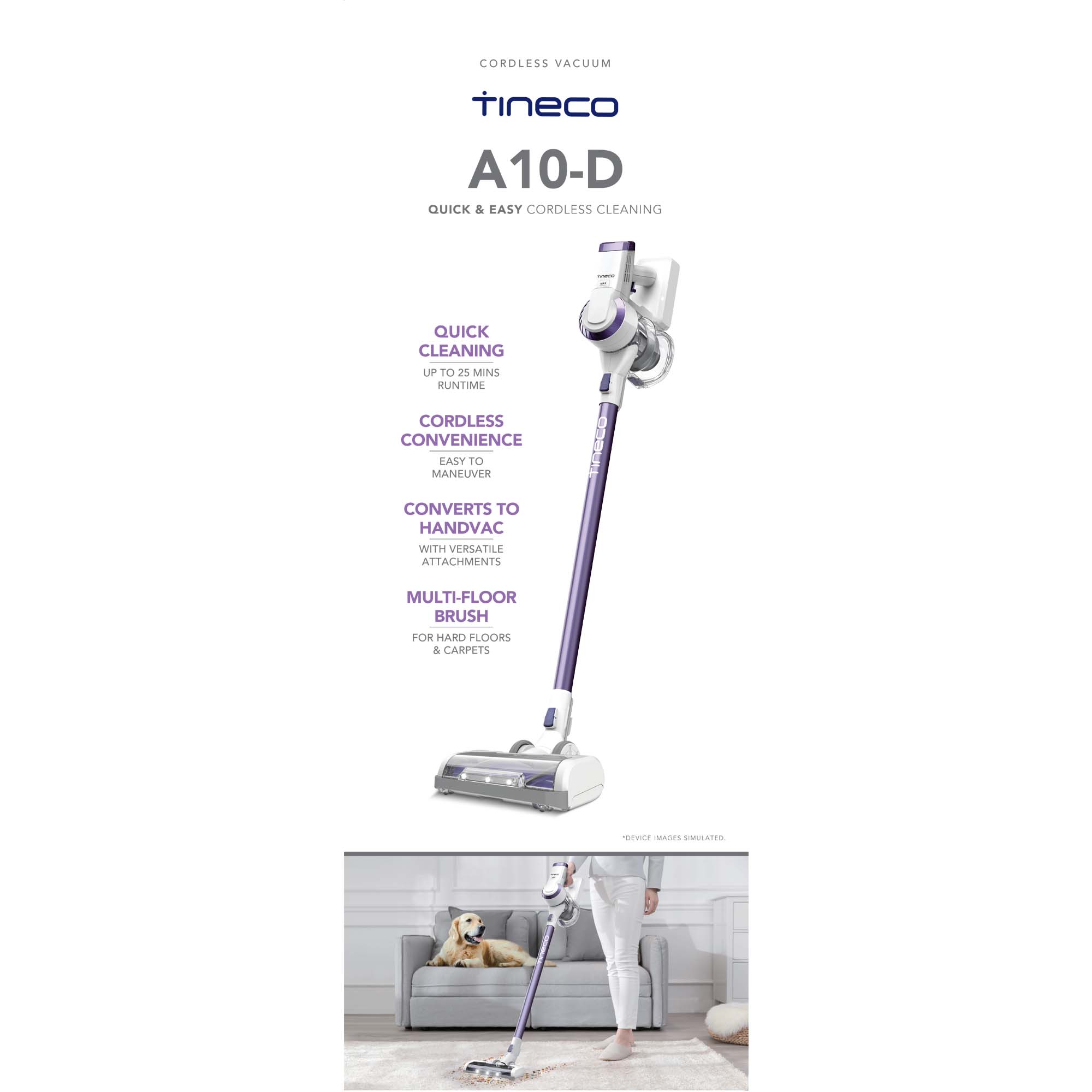 Tineco A10-D Lightweight Cordless Stick Vacuum Cleaner for Hardwood Floors & Low-Pile Rugs - image 3 of 9