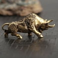 thumbnail image 2 of Solid Brass Bull Figurine Small Bull Statue House Ornament Animal Figurines, 2 of 6