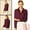 Wine Red, variant on Unique Bargains Women's Elegant Solid V Neck Smooth Satin Long Sleeve Blouse