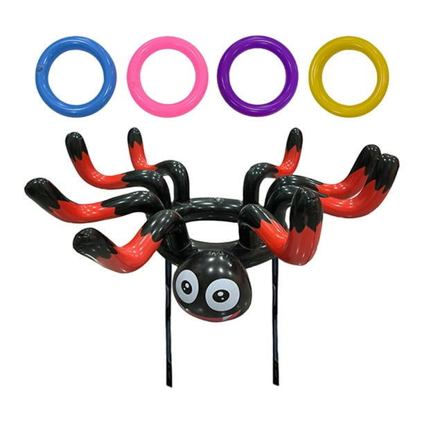 Juego inflable de lanzamiento de arañas con 4 s, juego de interior y exterior para nadar, fiesta Rojo