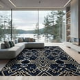 thumbnail image 2 of ODIKA Navy Interlocking Motif Geometric Contemporary Abstract Large for Queen Size Bedroom, Under Bed, Master , Foldable Easy Care, 2 of 7