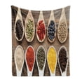 thumbnail image 1 of Spice Soft Flannel Fleece Blanket, Scenery of Aromatic Spices Arranged on a Wooden Background Spoonful Amount Cultural, Cozy Plush for Indoor and Outdoor Use, 50" x 60", Multicolor, by Ambesonne, 1 of 6
