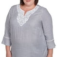 thumbnail image 4 of Alfred Dunner Womens Plus-Size Embroidered Split Neck Striped Top, 4 of 4