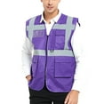 thumbnail image 1 of GOGO 5 Pockets High Visibility Safety Vest with Reflective Strips, Working Uniform Vest-Purple-L, 1 of 7