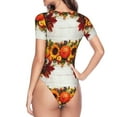 thumbnail image 4 of Easygdp Thanksgiving With Autumn Women's One-Piece Swimsuit Slim Fit Crew Neck Bodysuit Athletic Swimwear with Concealed Buckle - XX-Large, 4 of 9
