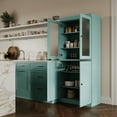 thumbnail image 4 of Palace Imports 100% Solid Wood 32" Pantry Cabinet with Solid, Frosted Glass Doors and Adjustable Shelves, Aqua Blue, 4 of 5