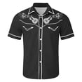 thumbnail image 4 of Western Cowboy Print Short Sleeve Button Down Shirts for Men Casual Camp Shirt Classic Yoke Design Black L, 4 of 4