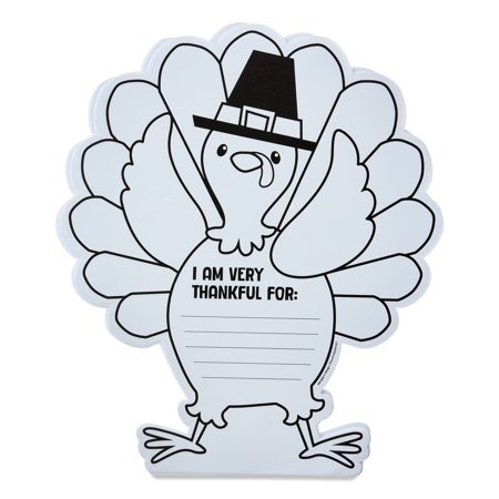 9" x 10" DIY Thankful Turkey Paper Table Place Cards, Black and White, 24 Count, Thanksgiving by Way To Celebrate
