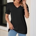 thumbnail image 5 of Mittory Eyelet Tops for Women Trendy Ruffle Trim Puff Short Sleeve Summer T Shirts V Neck Tunic Blouses, 5 of 8