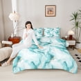 thumbnail image 5 of Homewish Aqua Purple Marbling Bedding Comforter Set for Women, Chic Abstract Ombre Twin Comforter Sets, Fashion Artwork Style Reversible Bedding Set, Lightweight Room Decor, 2pcs, 5 of 9