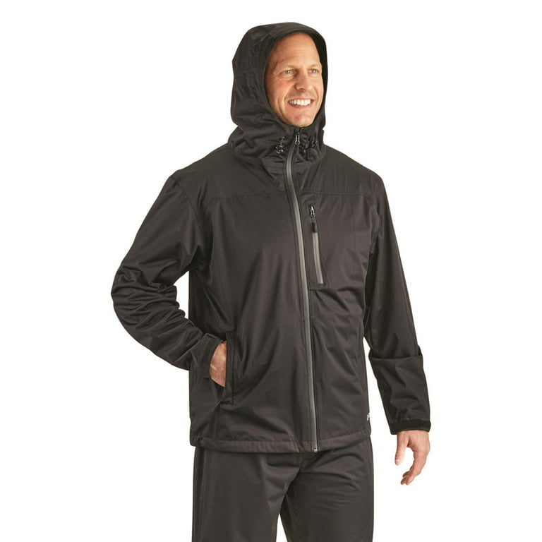 Guide Gear Men's Stretch Waterproof Packable Rain Jacket Black, Medium, Black
