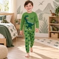 thumbnail image 2 of Toddler Boys Pajamas 100% Cotton Winter Pjs for Boy Jammies T-Rex Dinosaur Sleepwear Clothes Sets(Green Dinosaur-6225 4T), 2 of 7