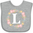 thumbnail image 3 of Inktastic Monogram Letter L Rose Floral Wreath Gift Girls Baby Bib, 3 of 4