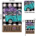 thumbnail image 2 of Welcome Spring Blue Truck Decorative Garden Flag, Lavender Flowers Buffalo Plaid Check Yard Outside Decorations, Summer Farmhouse Burlap Outdoor Small Home Decor Double Sided 12.5x18, 2 of 6