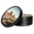 thumbnail image 1 of Silicone Non-Slip Drink Coasters with Removable Printed Absorbent Felt Pad - Set of 4 - Desert Towers, 1 of 3