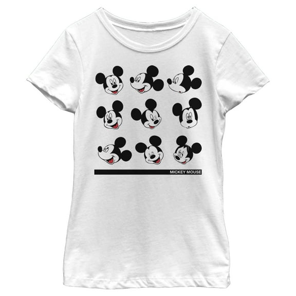 Girl's Mickey & Friends Mickey Mouse Silly Faces Graphic Tee White X Large