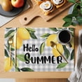 thumbnail image 2 of Hello Summer Placemats Set of 6 Lemon Green Botanical Watercolor Plaid Place Mats Indoor Wipeable Table Mats Washable Cloth Dining Table Placemats for Kitchen Holiday Party Home Decor 13x19 Inch, 2 of 9