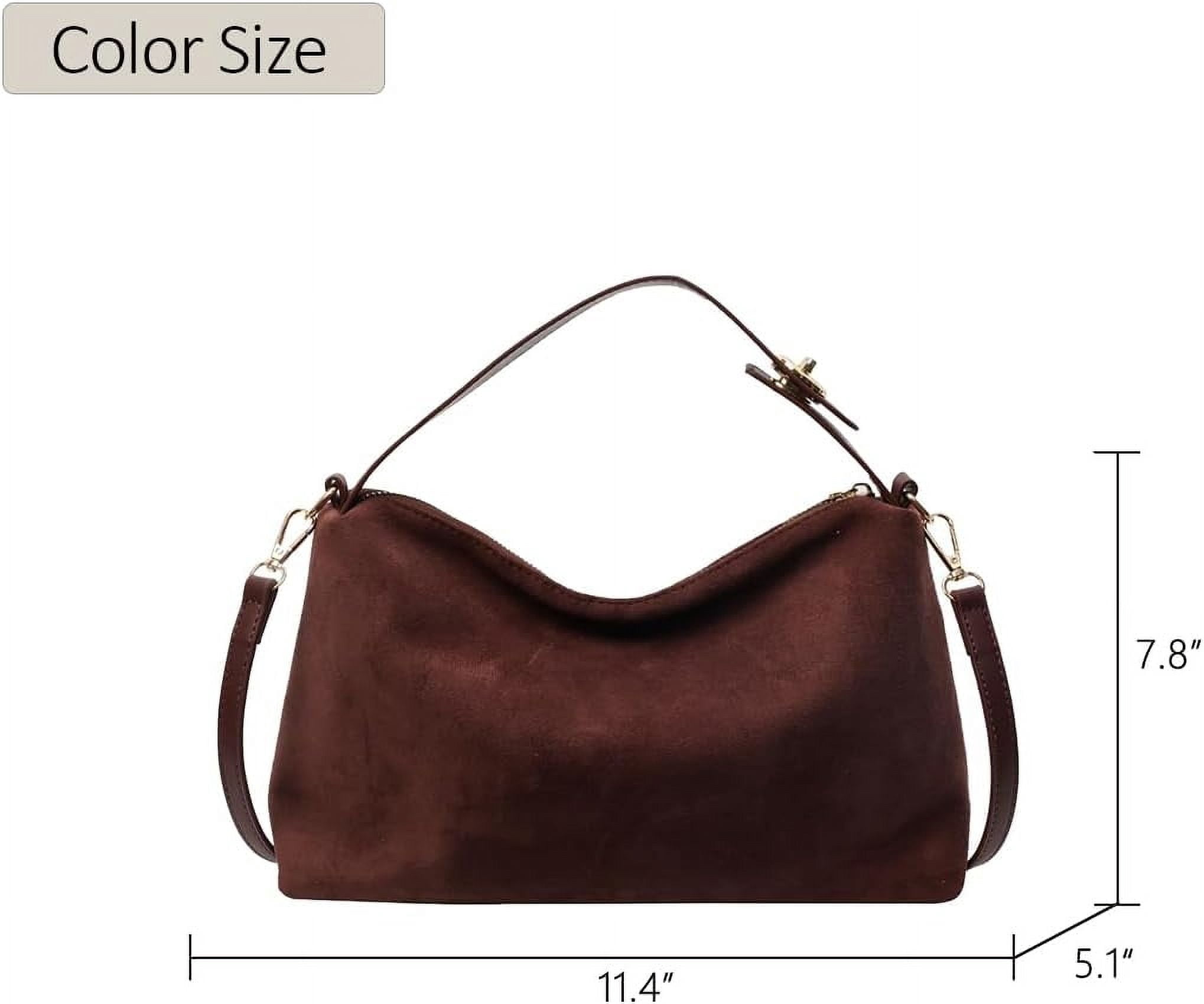 Suede Purses for Women Fashion Slouchy Shoulder Bag Retro Crescent Satchel Hobo Handbags for 2024