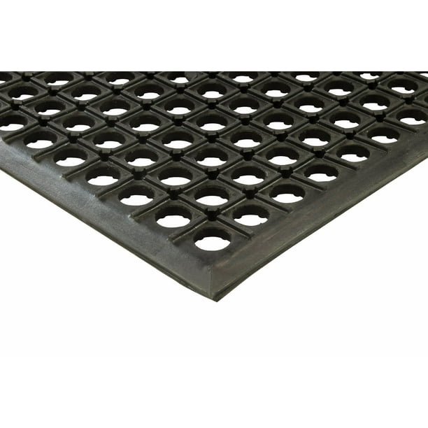 Erie Tools® 3x5 Black Rubber Drainage Floor Mat 36" x 60" AntiFatigue