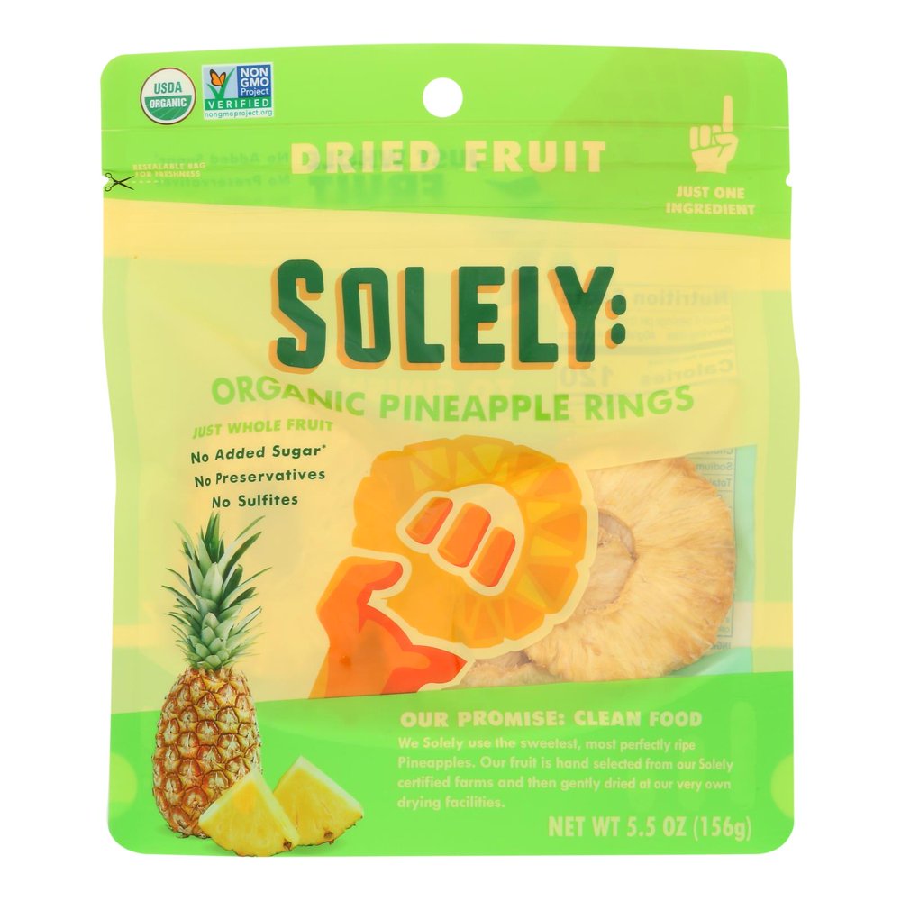 Solely Dried Fruit Organic Pineapple Rings Case of 65.5 OZ