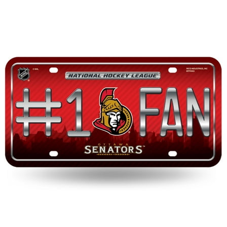 Ottawa Hockey Senators #1 Fan Metal License Plate Tag  - Number One! Let's Go!!