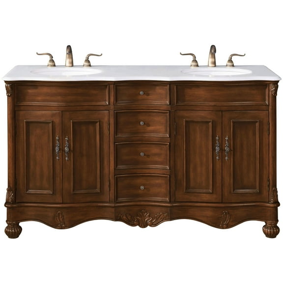 Elegant Lighting Vf-1048-Vw Windsor 60" Free Standing Double Basin Vanity Set - Wood
