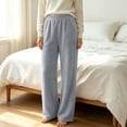 thumbnail image 3 of Squevariel Women's Pajama Pants Solid Color Elastic Waist Straight Leg Pants Lounge Sleep Bottoms, 3 of 6