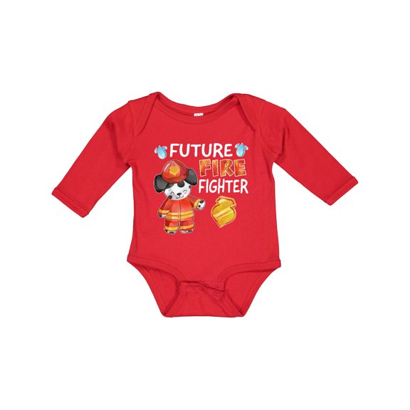 Inktastic Future Fire Fighter with Cute Dalmatian Dog Boys or Girls Long Sleeve Baby Bodysuit