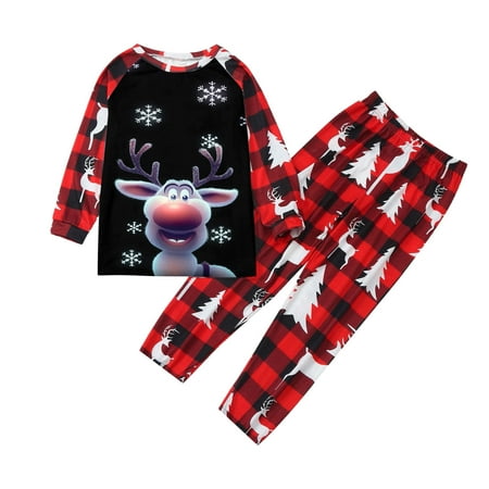 

Matching Family Outfits Christmas Deer Plaid Print Long Sleeve T Shirt Top And Pants Sleepwear Holiday Friends Party Casual Family Matching Pajamas Black 8T