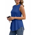 thumbnail image 2 of MOYIKO Women Tank Top Dressy Casual Sleeveless Blouses Crew Neck T Shirt Royal Blue Summer Vest Tops Tee Clothes Size S, 2 of 7