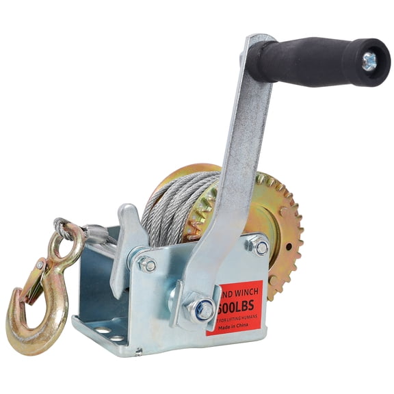 CQSXDA 600LBS Hand Winch with 26ft Steel Cable, Two-Way Ratchet & Galvanized Shell for Trailer, Boat, ATV