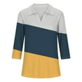 thumbnail image 5 of aidice Chemises à Manches 3/4 pour Femmes Col en V Tops Amples à Col Rabattu Printemps Été Décontracté Doux Confortables T-Shirts Colorblocks, 5 of 5
