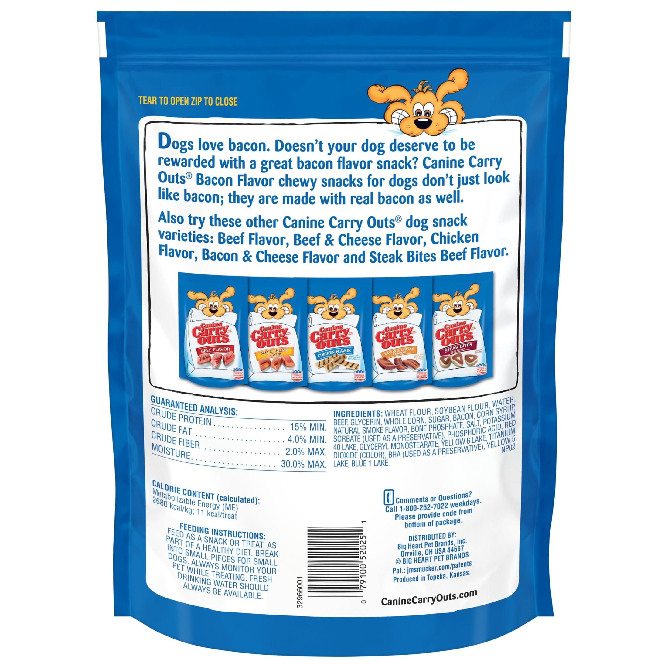 (24 pack) Canine Carry Outs Bacon Flavor Dog Treats, 22.5 oz Bag